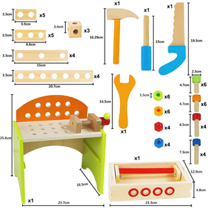 ست اسباب بازی میز ابزار چوبی Wooden tool table toy set -اسباب بازی